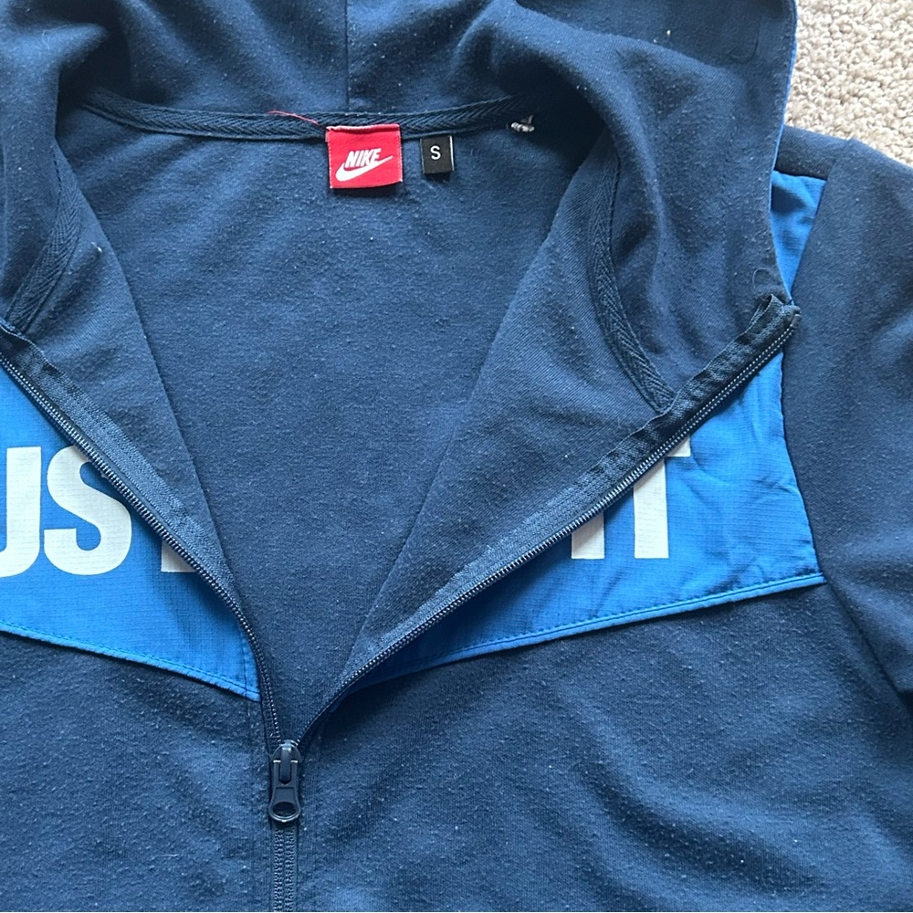 Vintage Nike Men’s Just Do It Blue Zip Up Hoodie Size Small Great Condition 90s - Picture 6 of 7